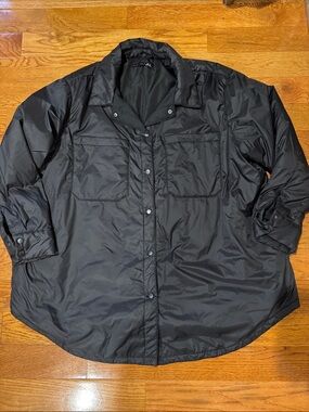 Black Tape_ Women's Black Puffer Shirt Jacket - Snap Front